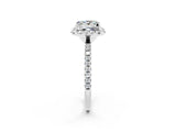 White gold Princess Cut Halo Round Diamond Pavé Band Four-Prong Ring_2