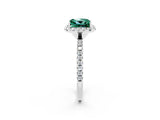 White gold Princess Cut Halo Round Diamond Pavé Band Four-Prong Ring_2