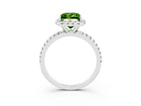 White gold Princess Cut Halo Round Diamond Pavé Band Four-Prong Ring_3
