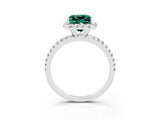 White gold Princess Cut Halo Round Diamond Pavé Band Four-Prong Ring_3