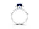 White gold Princess Cut Halo Round Diamond Pavé Band Four-Prong Ring_3