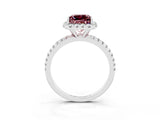 White gold Princess Cut Halo Round Diamond Pavé Band Four-Prong Ring_3