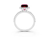White gold Princess Cut Halo Round Diamond Pavé Band Four-Prong Ring_3