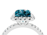 White gold Princess Cut Halo Round Diamond Pavé Band Four-Prong Ring_4