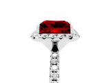 White gold Princess Cut Halo Round Diamond Pavé Band Four-Prong Ring_5