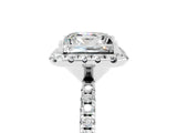 White gold Princess Cut Halo Round Diamond Pavé Band Four-Prong Ring_5