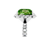 White gold Princess Cut Halo Round Diamond Pavé Band Four-Prong Ring_5