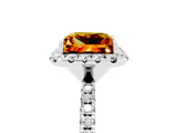White gold Princess Cut Halo Round Diamond Pavé Band Four-Prong Ring_5