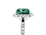 White gold Princess Cut Halo Round Diamond Pavé Band Four-Prong Ring_5