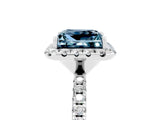 White gold Princess Cut Halo Round Diamond Pavé Band Four-Prong Ring_5