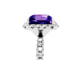 White gold Princess Cut Halo Round Diamond Pavé Band Four-Prong Ring_5
