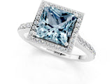 White gold Princess Cut Halo Round Diamond Pavé Band with Four-Prong Setting_1