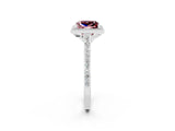 White gold Princess Cut Halo Round Diamond Pavé Band with Four-Prong Setting_2