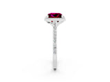 White gold Princess Cut Halo Round Diamond Pavé Band with Four-Prong Setting_2