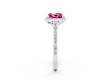 White gold Princess Cut Halo Round Diamond Pavé Band with Four-Prong Setting_2