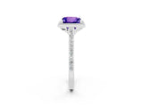 White gold Princess Cut Halo Round Diamond Pavé Band with Four-Prong Setting_2