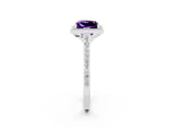 White gold Princess Cut Halo Round Diamond Pavé Band with Four-Prong Setting_2