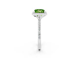 White gold Princess Cut Halo Round Diamond Pavé Band with Four-Prong Setting_2