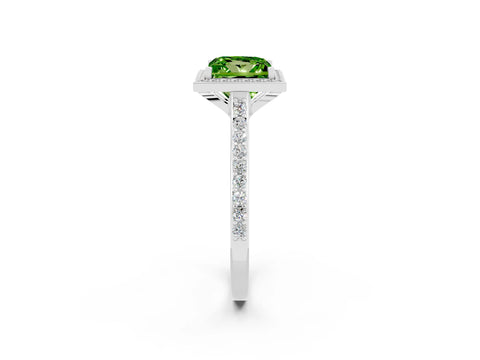 White gold Princess Cut Halo Round Diamond Pavé Band with Four-Prong Setting_2