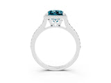 White gold Princess Cut Halo Round Diamond Pavé Band with Four-Prong Setting_3