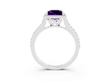 White gold Princess Cut Halo Round Diamond Pavé Band with Four-Prong Setting_3