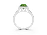 White gold Princess Cut Halo Round Diamond Pavé Band with Four-Prong Setting_3