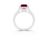 White gold Princess Cut Halo Round Diamond Pavé Band with Four-Prong Setting_3