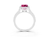 White gold Princess Cut Halo Round Diamond Pavé Band with Four-Prong Setting_3