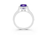 White gold Princess Cut Halo Round Diamond Pavé Band with Four-Prong Setting_3
