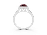 White gold Princess Cut Halo Round Diamond Pavé Band with Four-Prong Setting_3