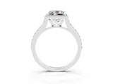 White gold Princess Cut Halo Round Diamond Pavé Band with Four-Prong Setting_3