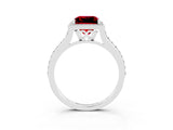 White gold Princess Cut Halo Round Diamond Pavé Band with Four-Prong Setting_3