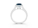 White gold Princess Cut Halo Round Diamond Pavé Band with Four-Prong Setting_3