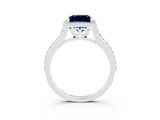 White gold Princess Cut Halo Round Diamond Pavé Band with Four-Prong Setting_3