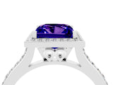 White gold Princess Cut Halo Round Diamond Pavé Band with Four-Prong Setting_4