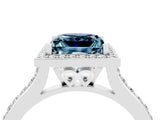 White gold Princess Cut Halo Round Diamond Pavé Band with Four-Prong Setting_4