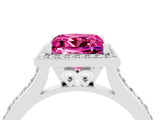 White gold Princess Cut Halo Round Diamond Pavé Band with Four-Prong Setting_4