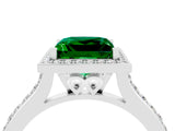 White gold Princess Cut Halo Round Diamond Pavé Band with Four-Prong Setting_4
