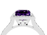 White gold Princess Cut Halo Round Diamond Pavé Band with Four-Prong Setting_4