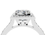 White gold Princess Cut Halo Round Diamond Pavé Band with Four-Prong Setting_4