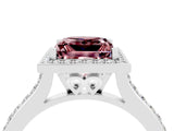 White gold Princess Cut Halo Round Diamond Pavé Band with Four-Prong Setting_4