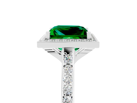 White gold Princess Cut Halo Round Diamond Pavé Band with Four-Prong Setting_5