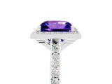 White gold Princess Cut Halo Round Diamond Pavé Band with Four-Prong Setting_5