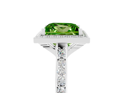 White gold Princess Cut Halo Round Diamond Pavé Band with Four-Prong Setting_5