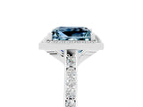 White gold Princess Cut Halo Round Diamond Pavé Band with Four-Prong Setting_5