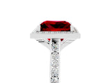White gold Princess Cut Halo Round Diamond Pavé Band with Four-Prong Setting_5