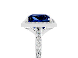White gold Princess Cut Halo Round Diamond Pavé Band with Four-Prong Setting_5