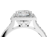 White gold Princess Cut Halo Round Diamond Pavé Band with Four-Prong Setting_7