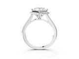 White gold Princess Cut Halo Round Diamond Solitaire Engagement Ring with Pave Band and Four-Prong Setting_10