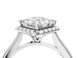 White gold Princess Cut Halo Round Diamond Solitaire Engagement Ring with Pave Band and Four-Prong Setting_11